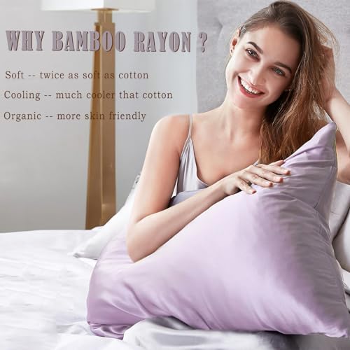 TELUS Pillow Cases Queen Size 2 Pack, Bamboo Rayon & Lyocell Pillowcase - Image 2