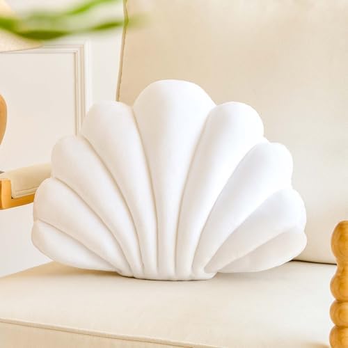 Lfsaaj White Seashell Throw Pillows, Shell Shaped Throw Pillows, 13 Inch Soft by Lfsaaj