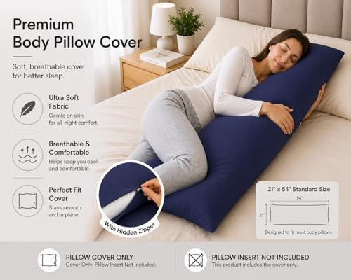 New Evolive Soft Brushed Premium Microfiber Body Pillow Cover 21"x54" Pack of 2 - Image 3