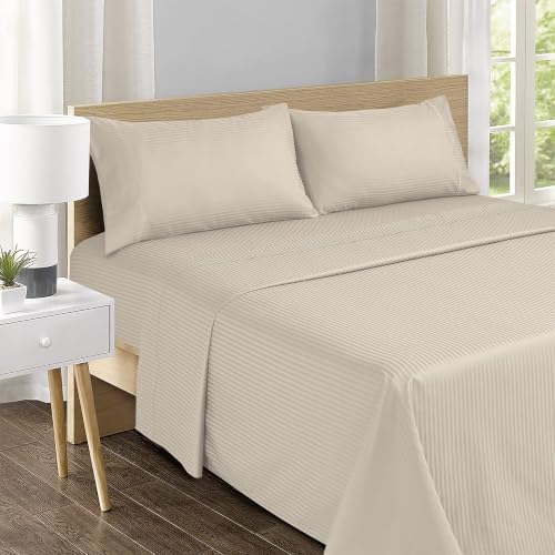 Feather & Stitch 100% Cotton Sateen 500 TC Split King Size Bed Sheet Set - Image 2