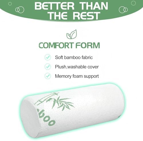 2 Pcs Memory Foam Roll Pillow Neck Bolster Cylinder Pillow, 15.8 x 5.9 Inch - Image 3