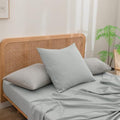 BESTOUCH Washed Cotton Pillowcases Linen Feel Northern Droplet Grey Euro by BESTOUCH