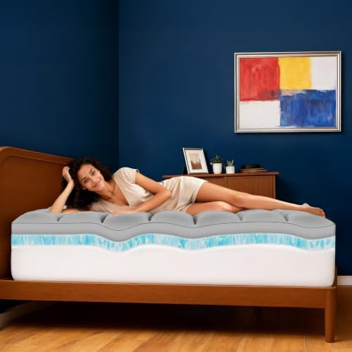 Queen Size Dual Layer 4 Inch Memory Foam Mattress Topper, 2 Inch Cooling Gel - Image 4