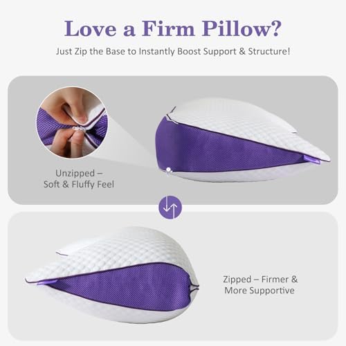 HOMELAB Cooling Adjustable Crescent Memory Foam Pillow, Queen 29x19, 1 Pack - Image 3