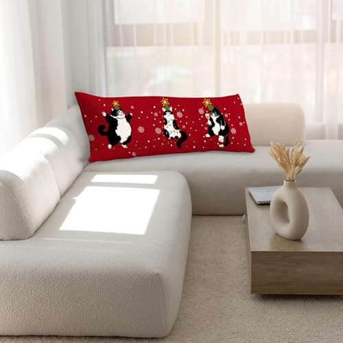 Christmas Tuxedo Cat Body Pillow Cover 20x54, Gifts - Image 6