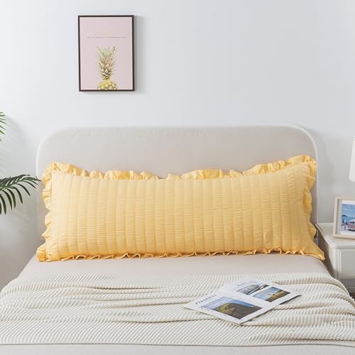 H Household Seersucker Body Pillowcases, 20x54 inches Long Pillowcase Ruffled by HHOUSEHOLD