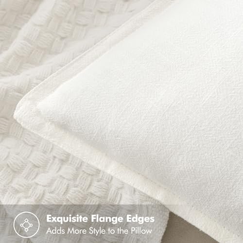 MIULEE Cream Boho Linen Decorative Pillow Covers 18x18 Inch Pack of 4 - Image 3
