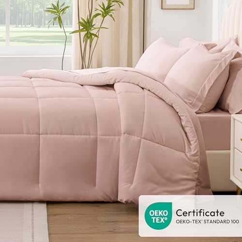 Love's cabin Queen Comforter Set Blush Pink, 7 Pieces Queen Bed in a Bag - Image 5
