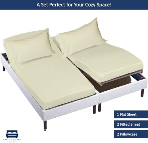 Cottingon 5 PC Split King Sheets Fits 16" Deep, Egyptian Cotton - Image 4