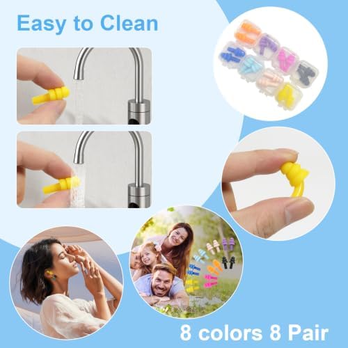 Ear Plugs for Sleeping, Reusable Earplugs for Noise Reduction, 8 Pairs Silicone - Image 6