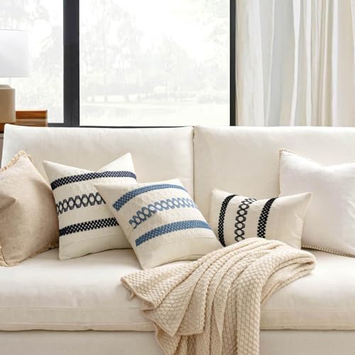 MIULEE Set of 2 Coastal Blue Boho Decorative Pillow Covers 18x18 Inch - Image 2