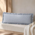 JoraLion Ruffled Body Pillow Cover 20x54 Gingham Smoke Blue by JoraLion