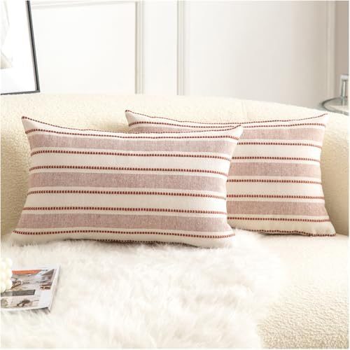 Cethom Decorative Boho Lumbar Throw Pillow Covers, Farmhouse Textured Pillow by Cethom
