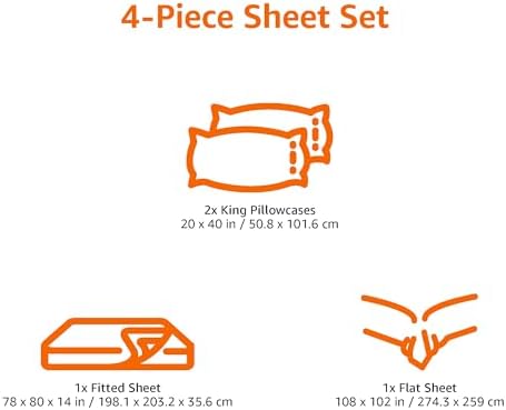 Amazon Basics 4 Piece Bed Sheets Set, 100% Cotton Jersey, Includes Super Soft - Image 6