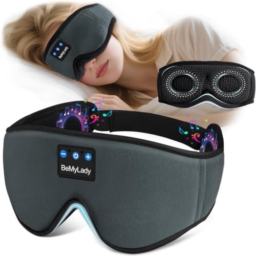 Sleep Mask with Bluetooth Headphone, 100% Blackout, Zero Eye Pressure by BeMyLady