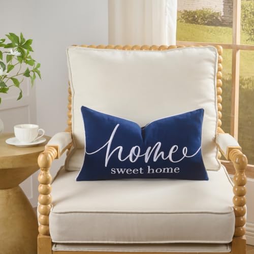 Sunkifover Home Sweet Home Quotes Throw Pillow Covers 12 x 20 Inch Blue - Image 4