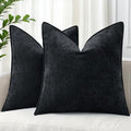 decorUhome Chenille Black Velvet Throw Pillow Covers 16x16 Set of 2 by decorUhome