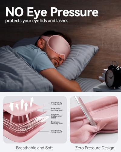 Weighted Sleep Mask for Women: 3D Contoured Blackout Eye Mask for Eyelash - Image 5