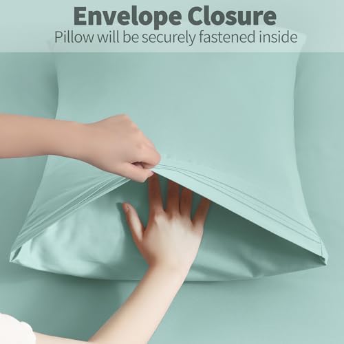 Horbaunal Microfiber Pillowcases Standard Size, Mint Green, 2 Pack - Image 5