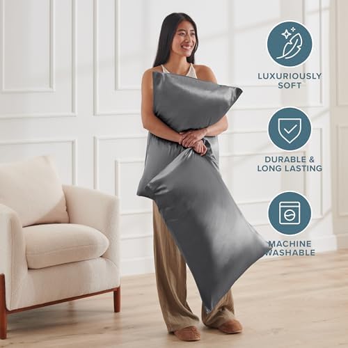 Bare Home Satin Pillowcases Zipper - Image 6