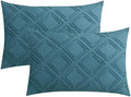 JELLYMONI Grayish Blue Grid Tufted Pillowcases King Size by JELLYMONI
