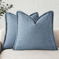 Foindtower Decorative Linen Fringe Throw Pillow Covers 24×24 Misty Blue by Foindtower