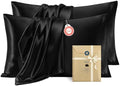Bedsure Satin Pillowcases Queen Set of 4, Similar to Silk Pillowcases Black by BEDSURE