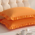 Ruffled Queen Pillow Shams, 2 Pack, 20x30 Inches, Ginger Yellow by Aerlomi