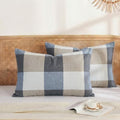 Merryword 100% Cotton Pillow Cases, Standard Size, Washed Cotton Gray Check by Merryword