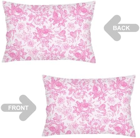 Pink and White Porcelain Floral Throw Pillow Cases Queen Size Set of 2 - Image 5
