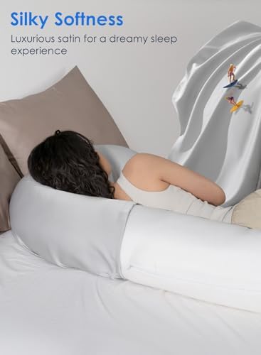 QUEEN ROSE Pregnancy Body Pillow Cover, Satin Cooling Pillowcase - Image 4