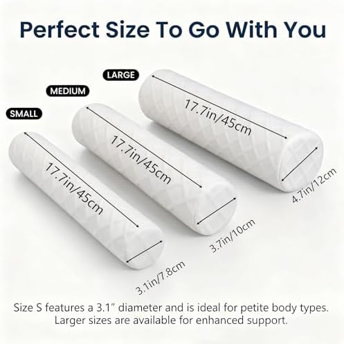 3.9" Small Neck Roll Memory Foam Pillow Cylinder, Detachable Cover - Image 4