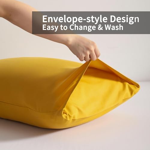 Body Pillow Cases, 2 Pack, 20x54 in, Microfiber, Ginger Yellow - Image 4