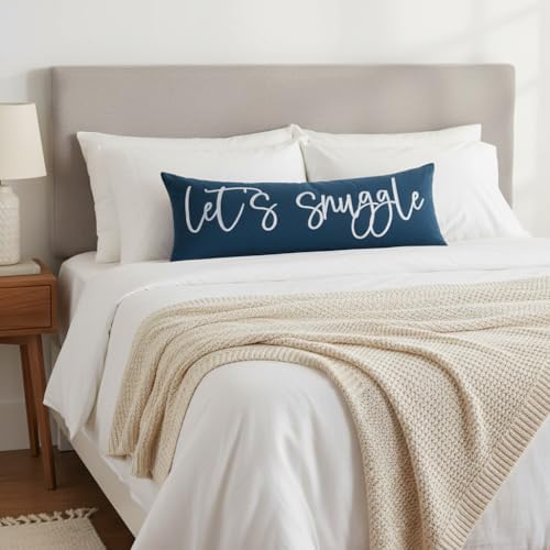 Sunkifover Let's Snuggle Decorative Lumbar Pillow Cover 14x36 Inch Blue - Image 2
