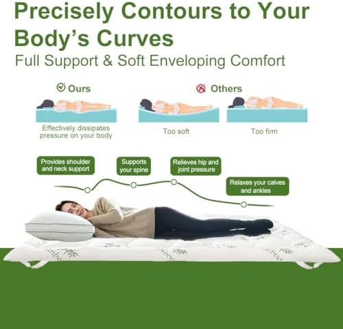 Whatsbedding Bamboo Viscose Memory Foam Mattress Topper 1500gsm - Image 6