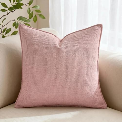 Fancy Homi Set of 2 Pink 20x20 Inch Soft Chenille Decorative Throw Pillow Covers - Image 7