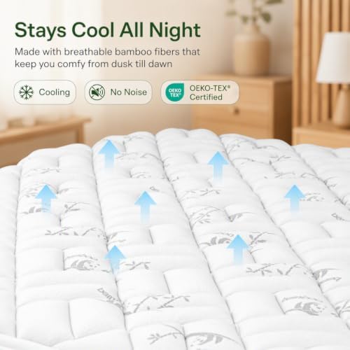 NEWDECO Twin XL Mattress Topper Cooling Bamboo Viscose Top Mattress Pad - Image 3