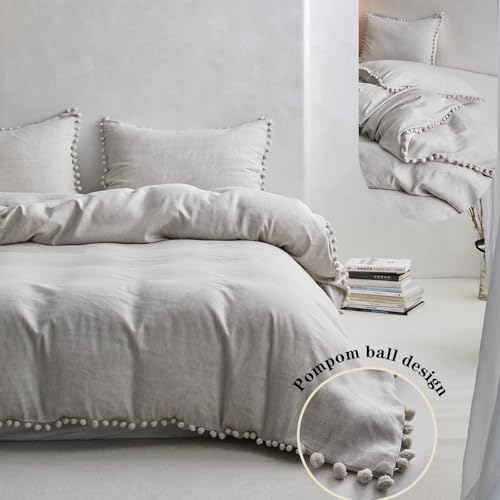 Simple&Opulence French Linen Blended Duvet Cover Queen, Flax Viscose Derived - Image 4