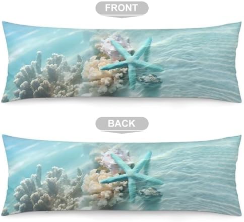 Nautical Coastal Body Pillow Cover Blue Pillowcase - Image 3