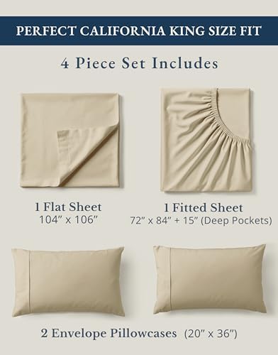 LANE LINEN California King Bed Sheets 100% Organic Cotton Cooling - Image 4