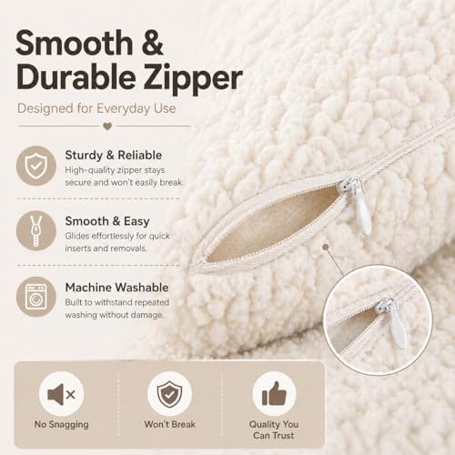 REAFORT Sherpa Body Pillow Cover 21"x54", Zipper Closure - Image 7