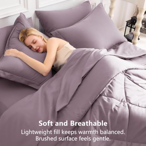 CozyLux Full Comforter Set 82"x86" Dusty Purple - Image 4