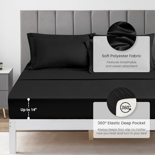 Love's cabin Twin Comforter Set Black, 5 Pieces Twin Bed in a Bag, All Season - Image 6