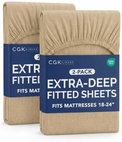 CGK Linens 2 Pack Extra Deep Twin XL Fitted Sheets by CGKUnlimited