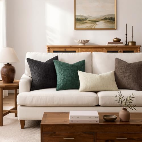 MIULEE Christmas Couch Pillow Covers Textured Chenille 20x20 Dark Green - Image 6