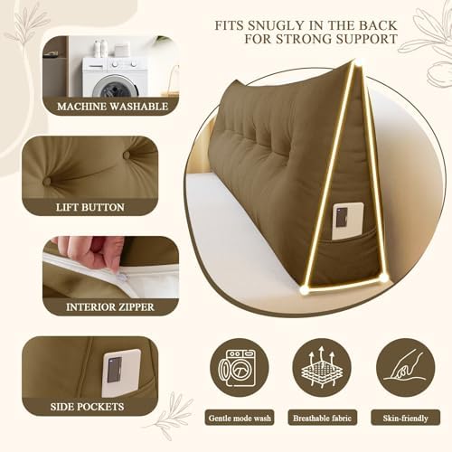 DANGHOOGY Headboard Pillow King, Large Triangular Wedge Headboard Pillow - Image 5