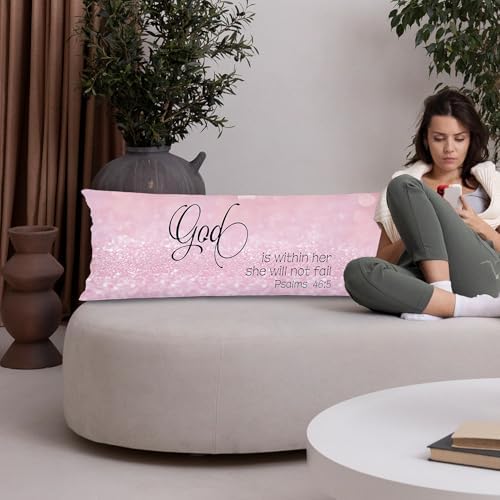 God is Within Her She Will Not Fall Christian 20x54 Body Pillow Cover, - Image 4