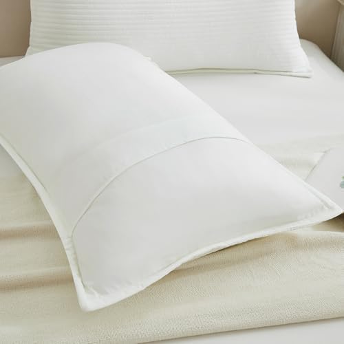 Stripe Quilted Pillowcases Set of 2, King Size Envelope Pillow Covers Soft - Image 5