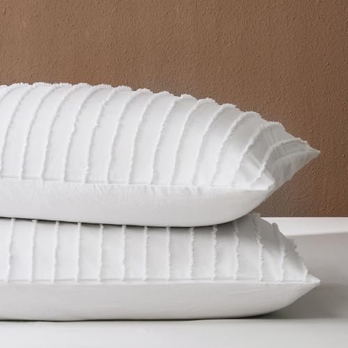 JELLYMONI White Striped Tufted Pillowcases King Size by JELLYMONI