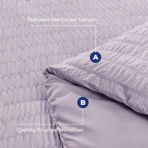 HYMOKEGE Lavender Queen Comforter Set Seersucker 7 Pieces, All Season Luxury - Image 4